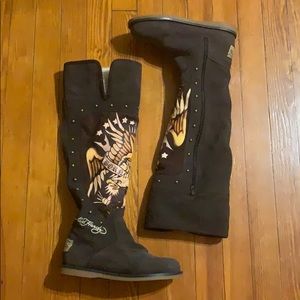 Ed Hardy Knee length winter boots sz 7